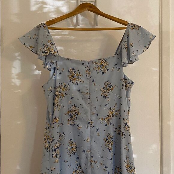 Aqua Light Blue Floral-Print Tiered Maxi Dress Size Large - Picture 7 of 12
